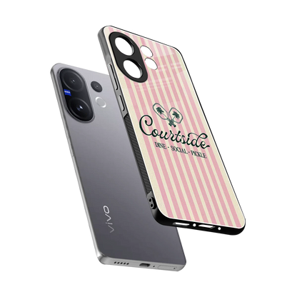 Courtside sleek vivo v60 cover with tempered glass back and TPU edges