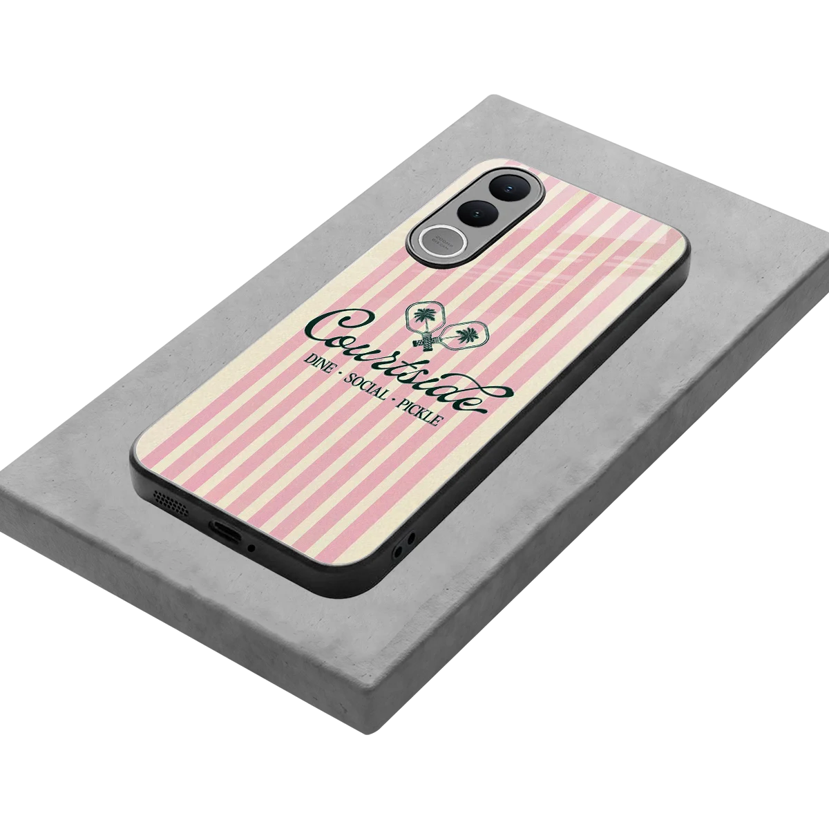 Courtside stylish phone case for vivo v70 fe | glossy glass and slim fit