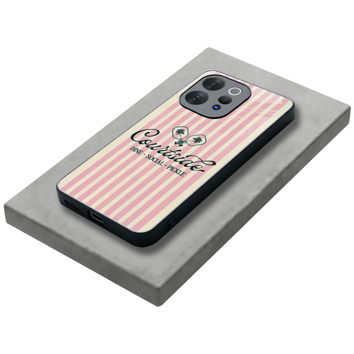 Courtside stylish phone case for vivo v70 | glossy glass and slim fit