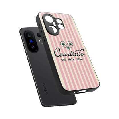 Courtside sleek vivo x200 fe cover with tempered glass back and TPU edges
