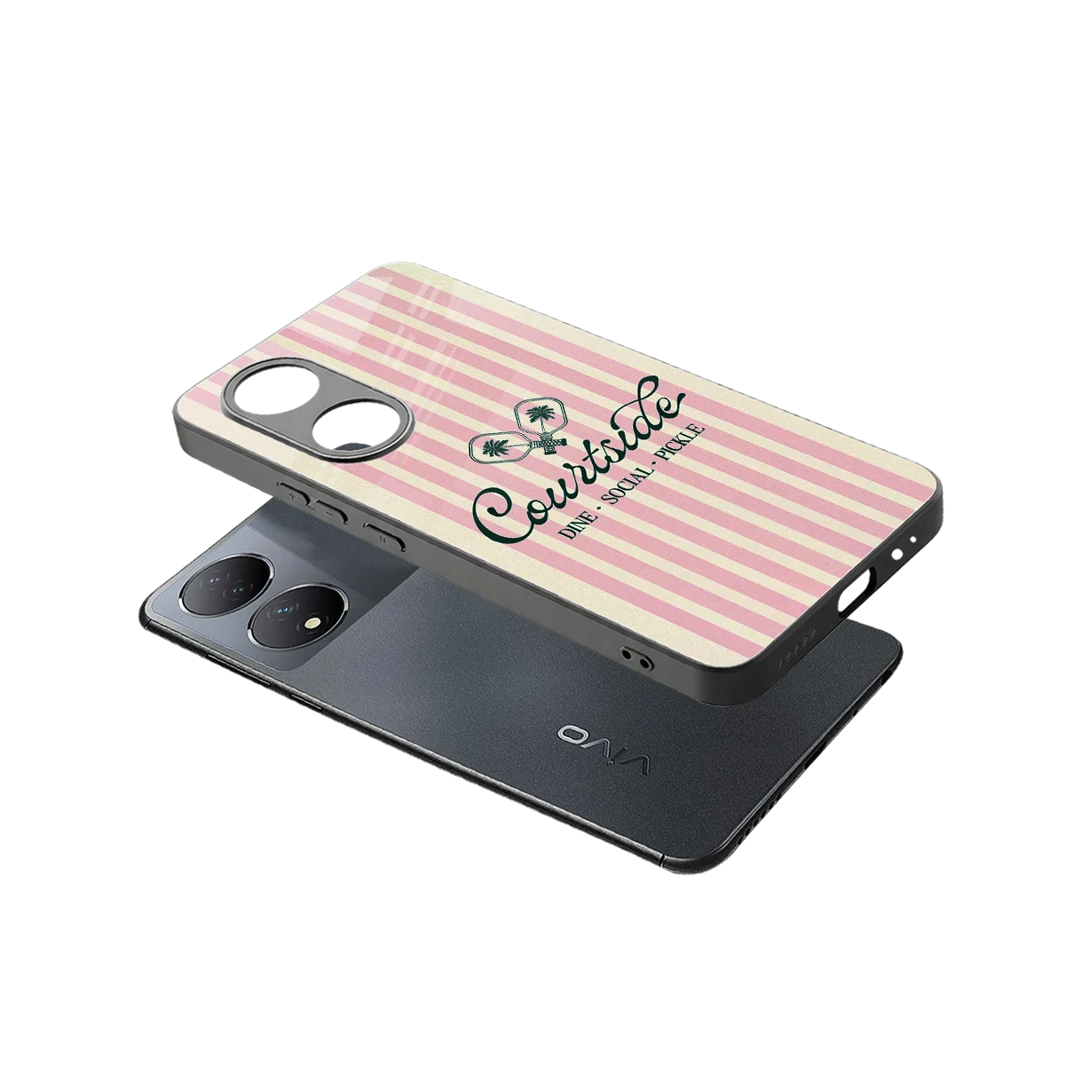 Courtside sleek Vivo-y100 cover with tempered glass back and TPU edges