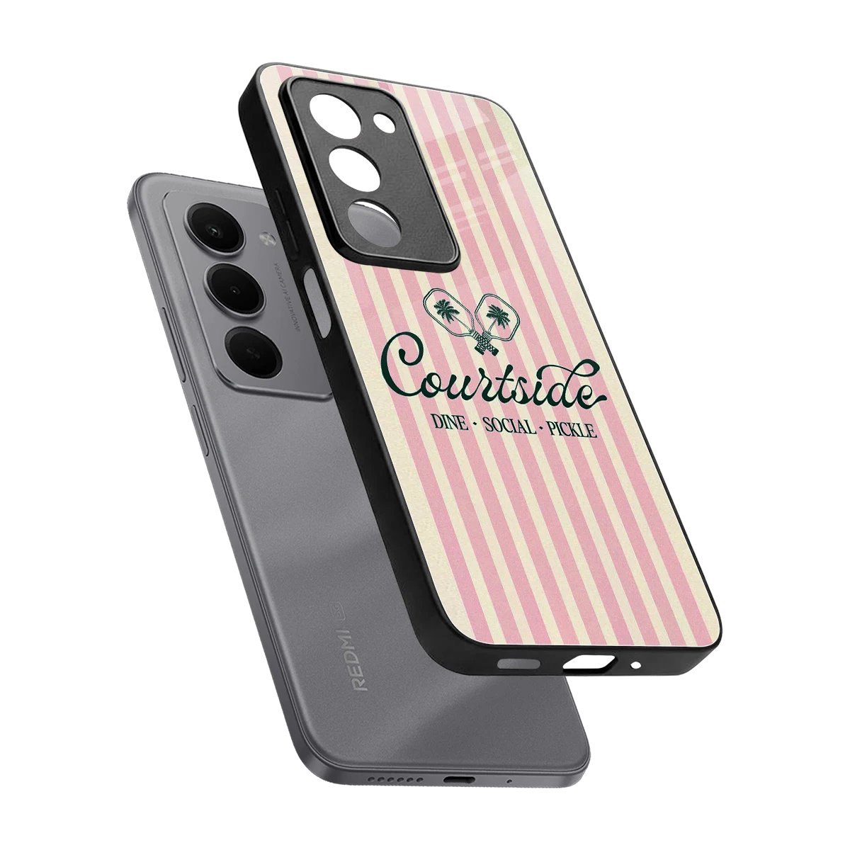 Courtside sleek redmi 15 5g cover with tempered glass back and TPU edges