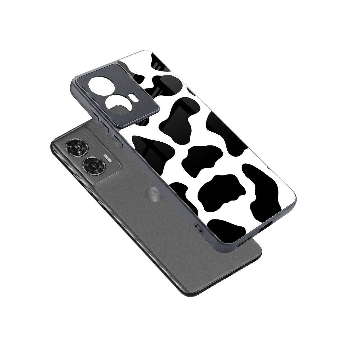 Cow Fur sleek motorola edge 50 fusion cover with tempered glass back and TPU edges