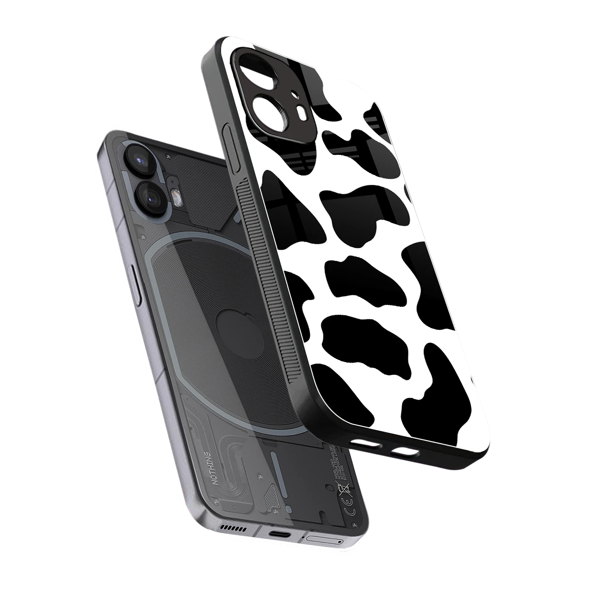 Cow Fur sleek nothing phone 2 cover with tempered glass back and TPU edges
