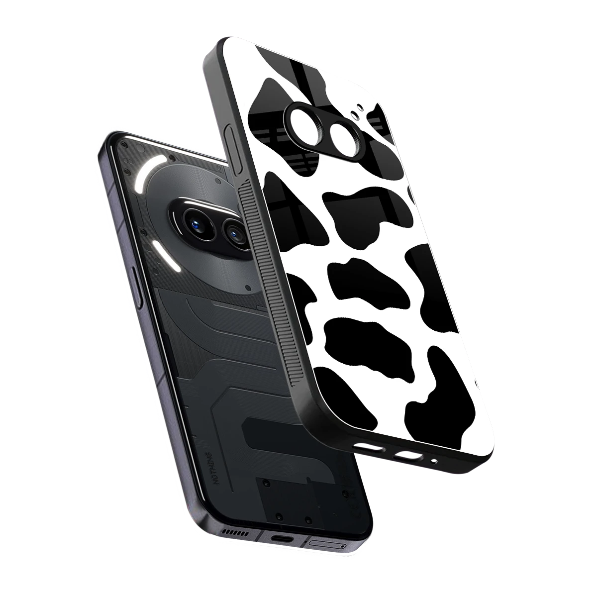 Cow Fur sleek nothing phone 2a cover with tempered glass back and TPU edges