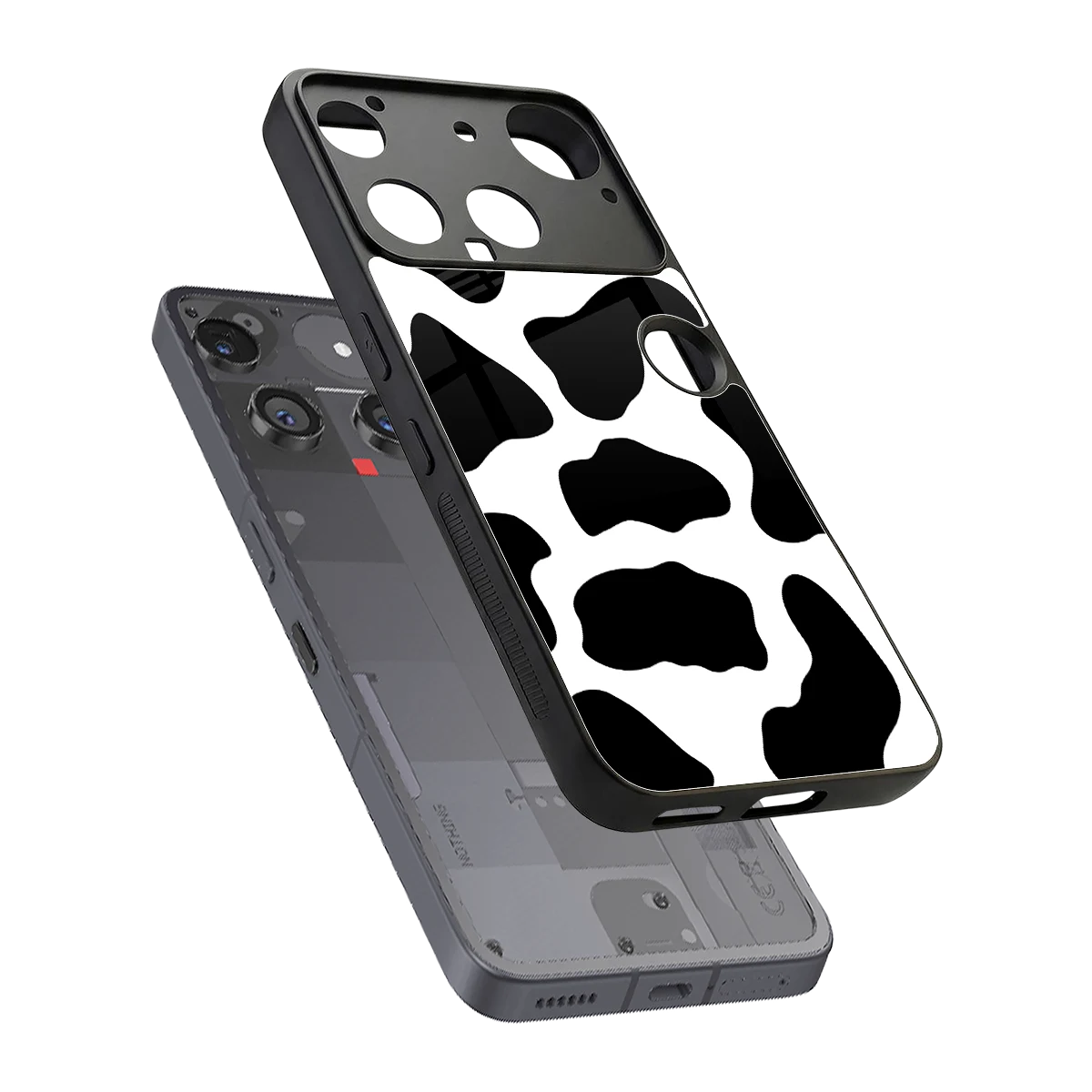 Cow Fur sleek nothing phone 3 cover with tempered glass back and TPU edges