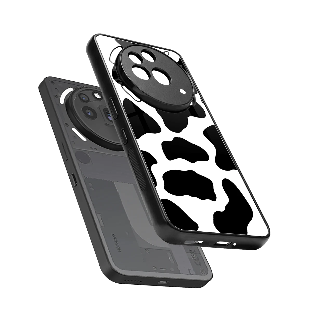 Cow Fur sleek nothing phone 3a pro cover with tempered glass back and TPU edges