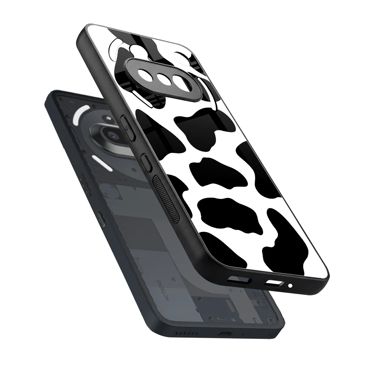 Cow Fur sleek nothing phone 3a cover with tempered glass back and TPU edges