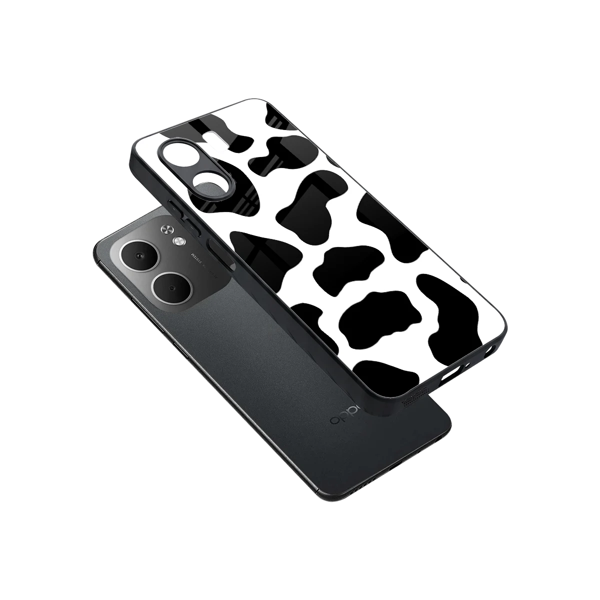 Cow Fur sleek oppo a5x 5g cover with tempered glass back and TPU edges