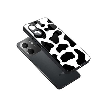 Cow Fur sleek oppo a5x 5g cover with tempered glass back and TPU edges