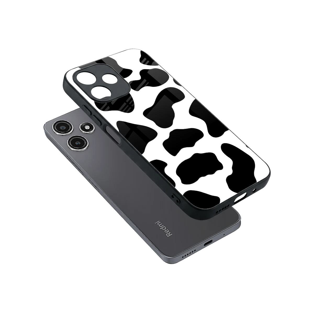 Cow Fur sleek redmi 12 5g cover with tempered glass back and TPU edges