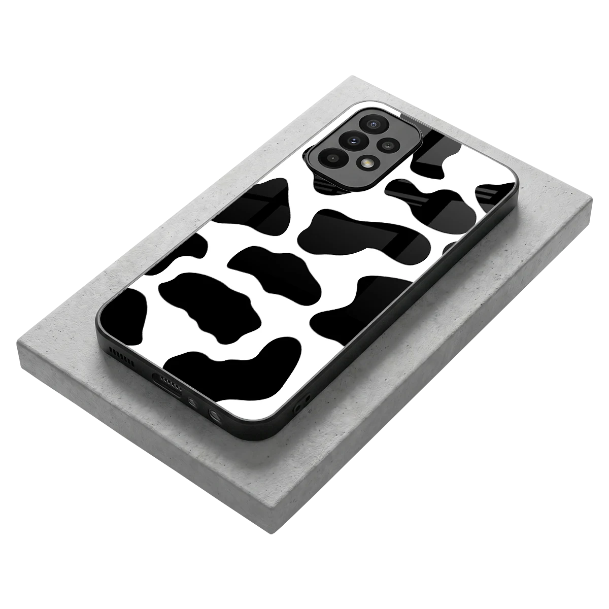 Cow Fur stylish phone case for samsung galaxy a23 | glossy glass and slim fit