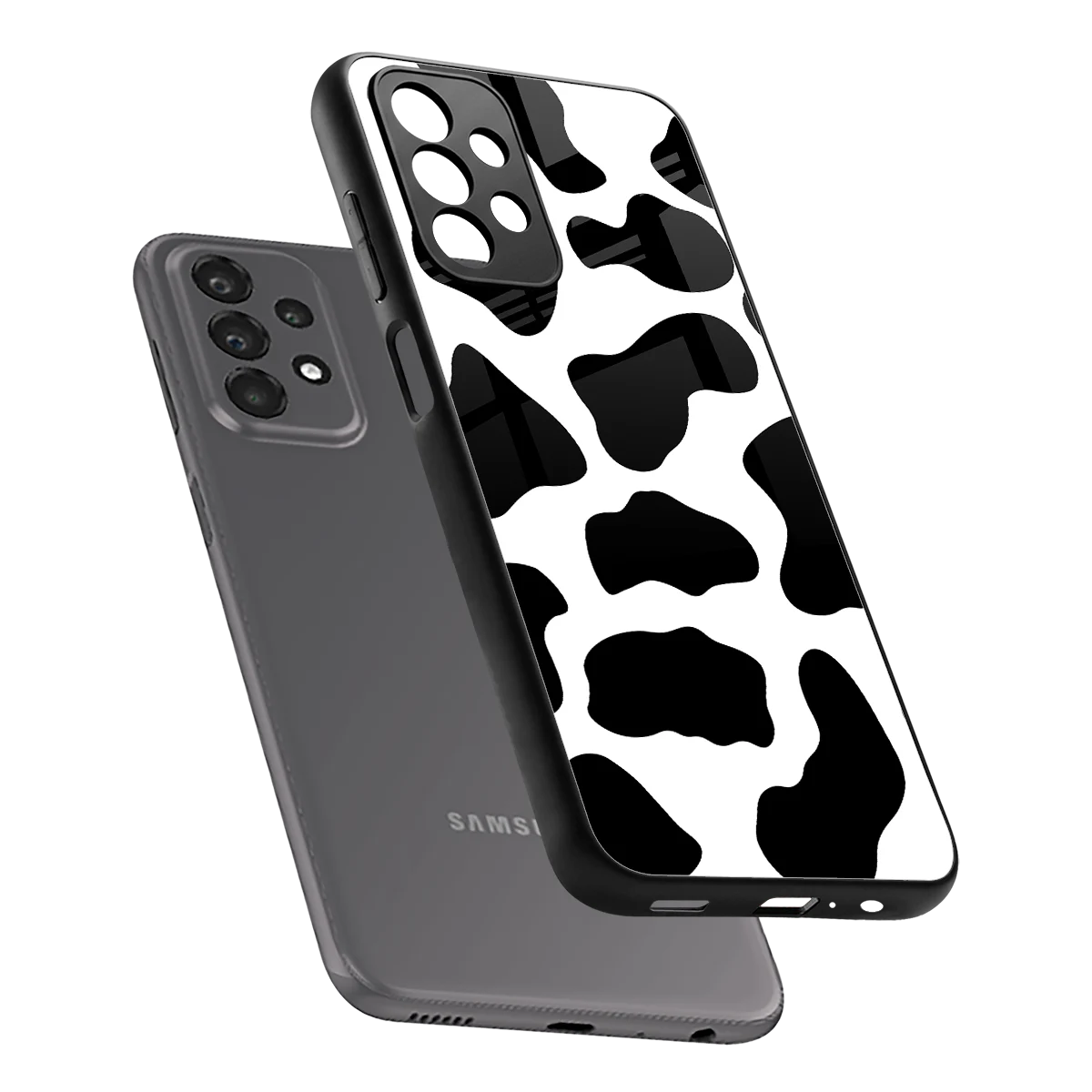 Cow Fur sleek samsung galaxy a23 cover with tempered glass back and TPU edges