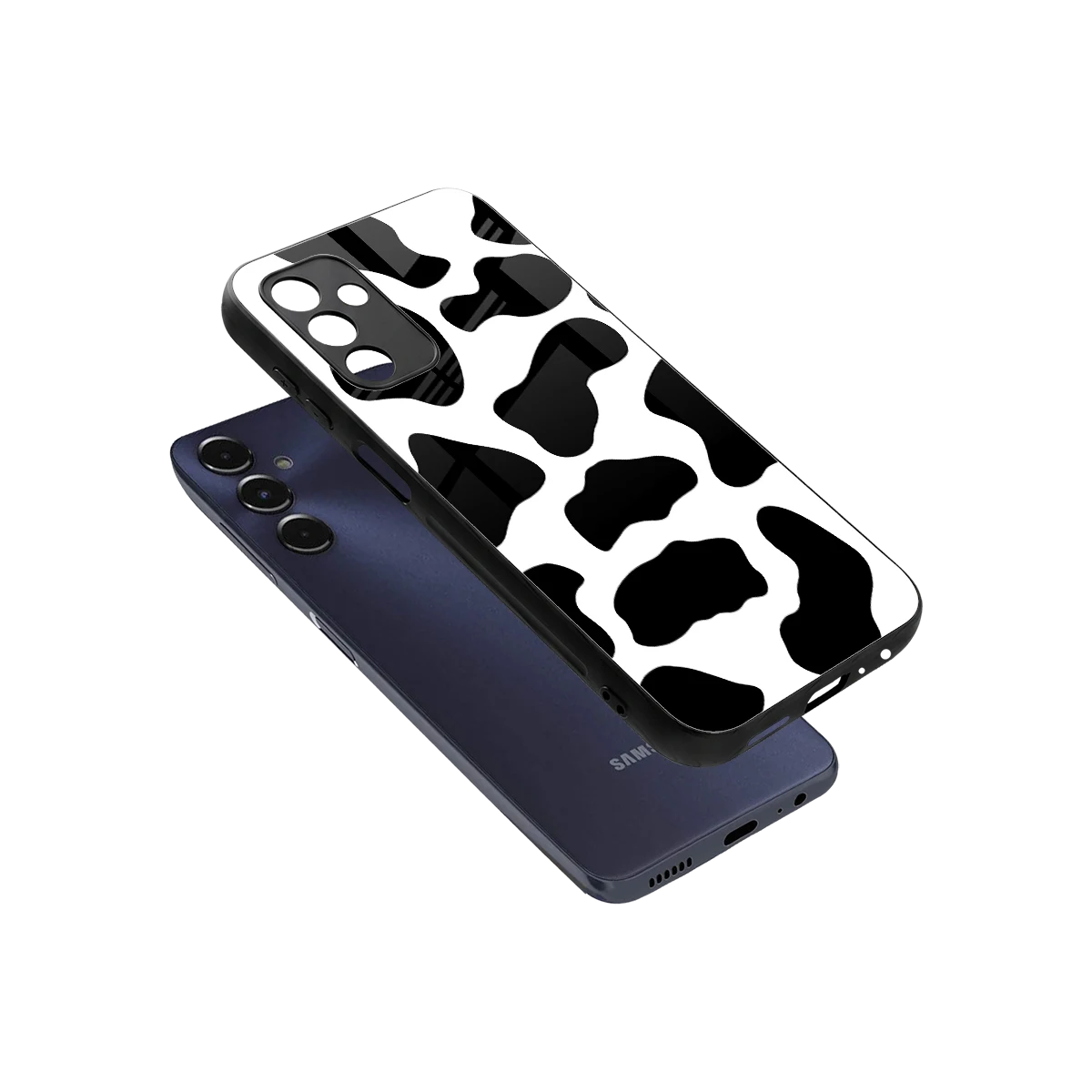 Cow Fur sleek samsung galaxy m14 5g cover with tempered glass back and TPU edges