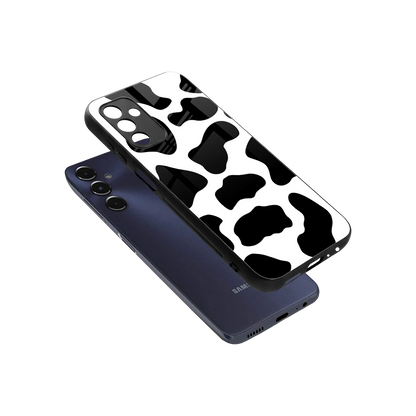 Cow Fur sleek samsung galaxy m14 5g cover with tempered glass back and TPU edges