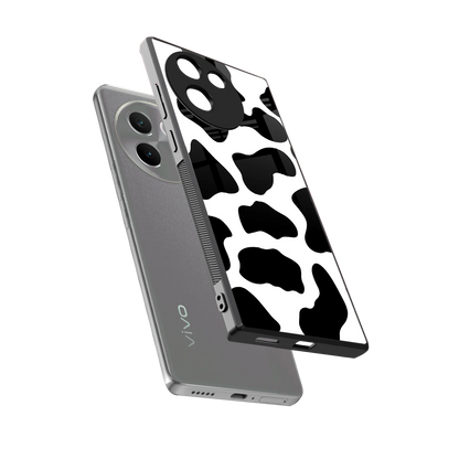 Cow Fur sleek vivo v30e cover with tempered glass back and TPU edges
