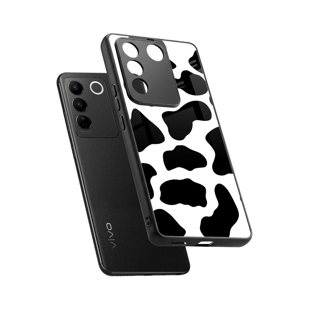 Cow Fur sleek vivo v27 5g cover with tempered glass back and TPU edges