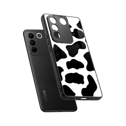 Cow Fur sleek vivo v27 5g cover with tempered glass back and TPU edges
