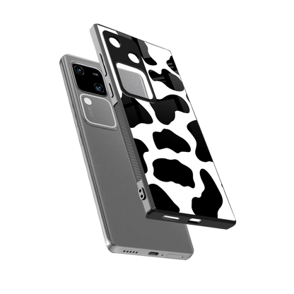 Cow Fur sleek vivo v30 cover with tempered glass back and TPU edges