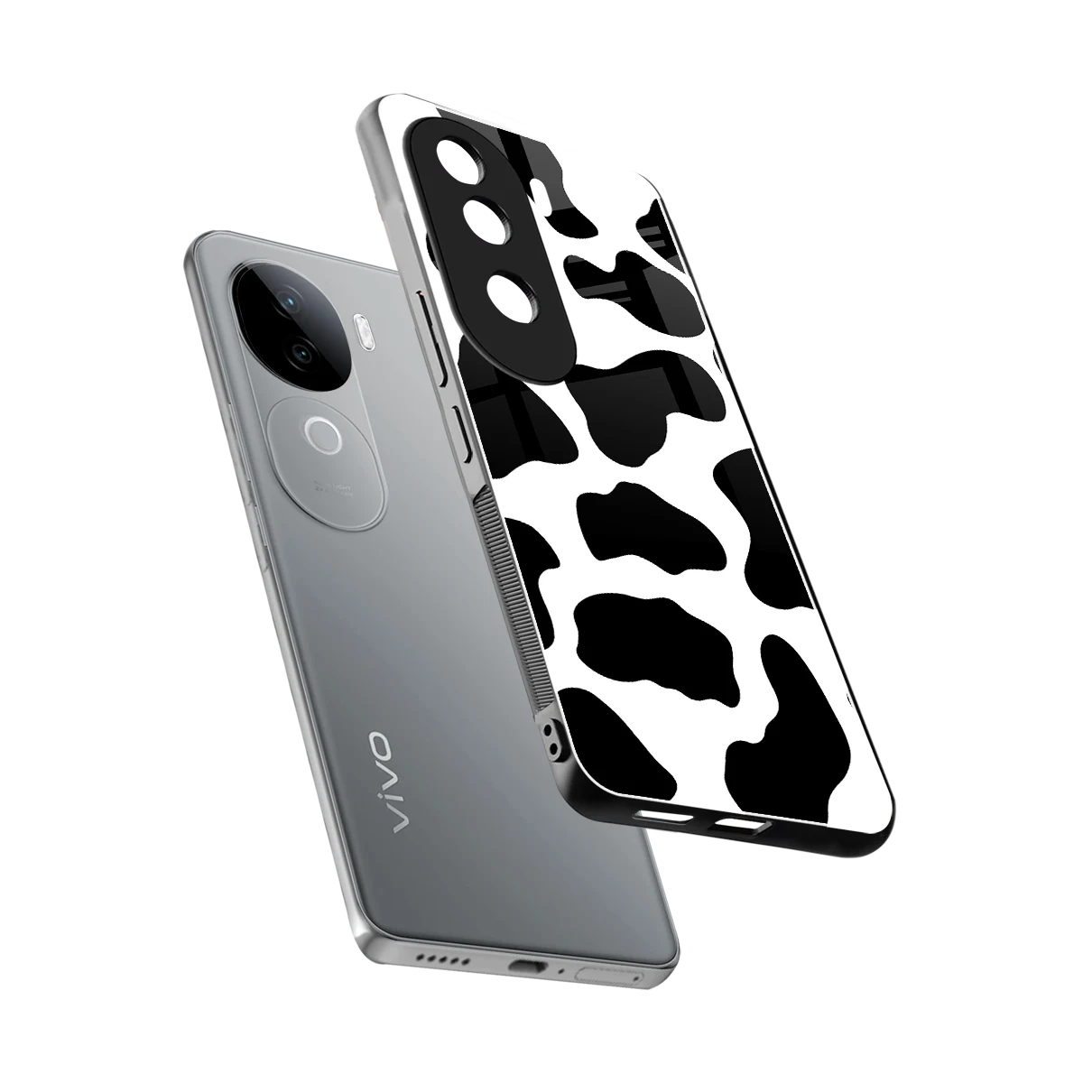 Cow Fur sleek vivo v40e cover with tempered glass back and TPU edges