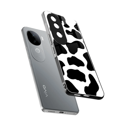 Cow Fur sleek vivo v40e cover with tempered glass back and TPU edges