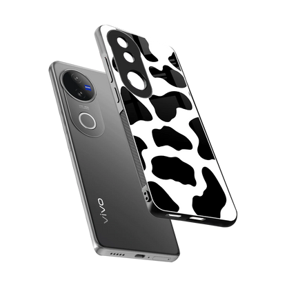 Cow Fur sleek vivo v50 cover with tempered glass back and TPU edges