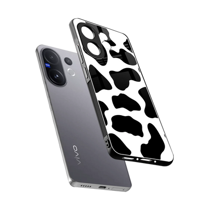 Cow Fur sleek vivo v60 cover with tempered glass back and TPU edges