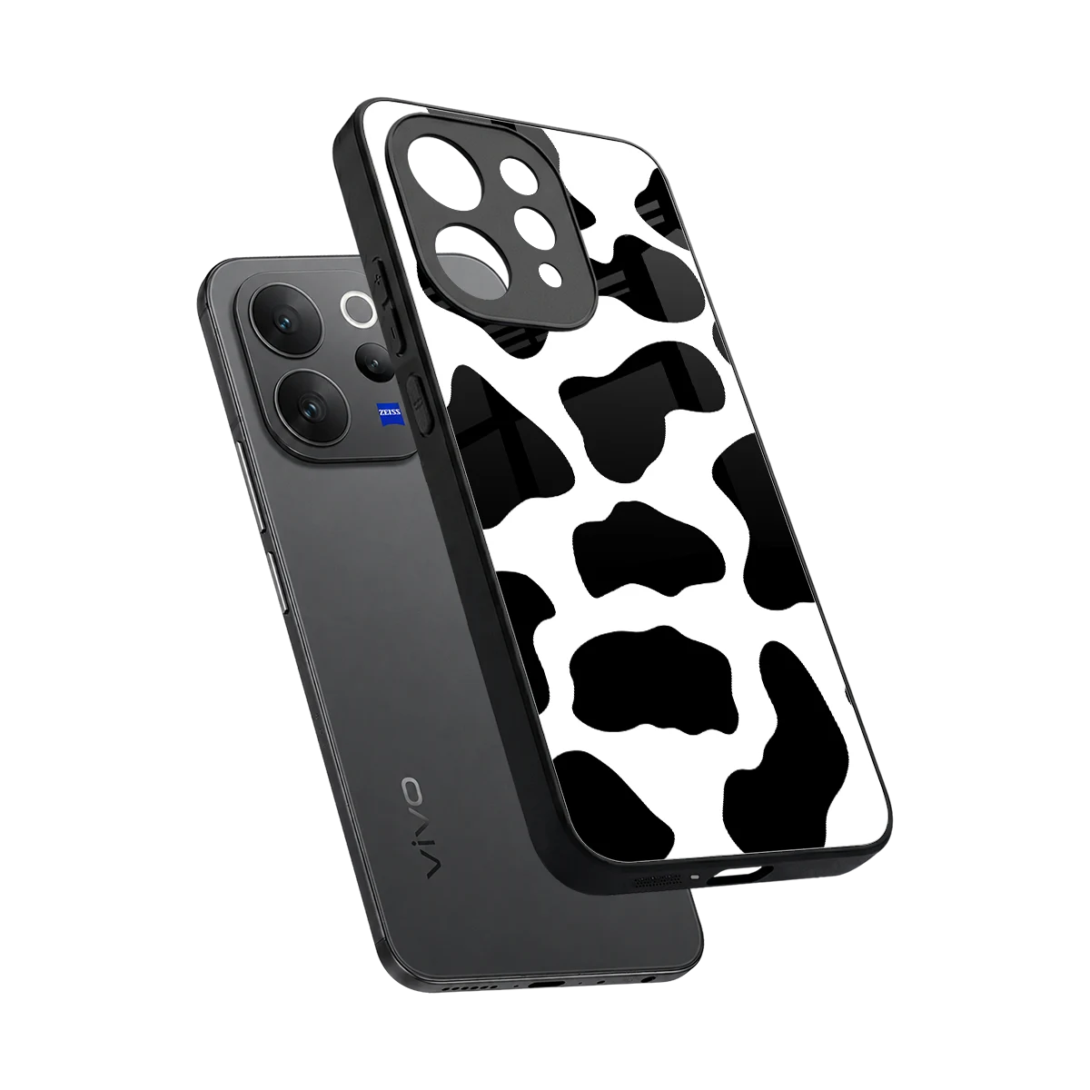 Cow Fur sleek vivo v70 cover with tempered glass back and TPU edges