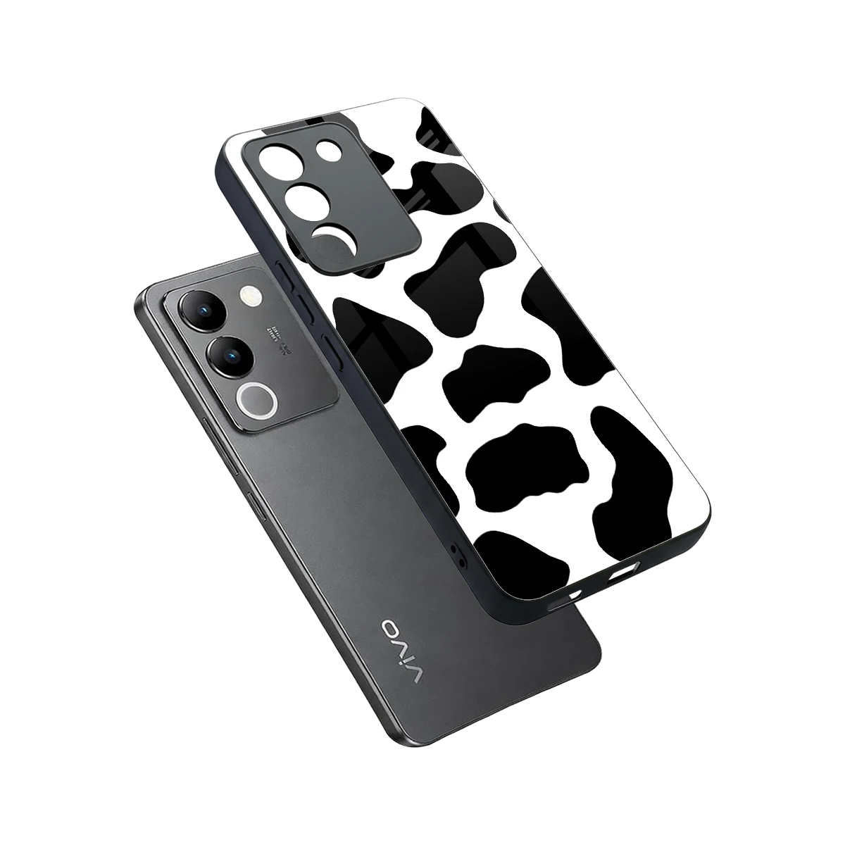 Cow Fur sleek vivo y200 5g cover with tempered glass back and TPU edges