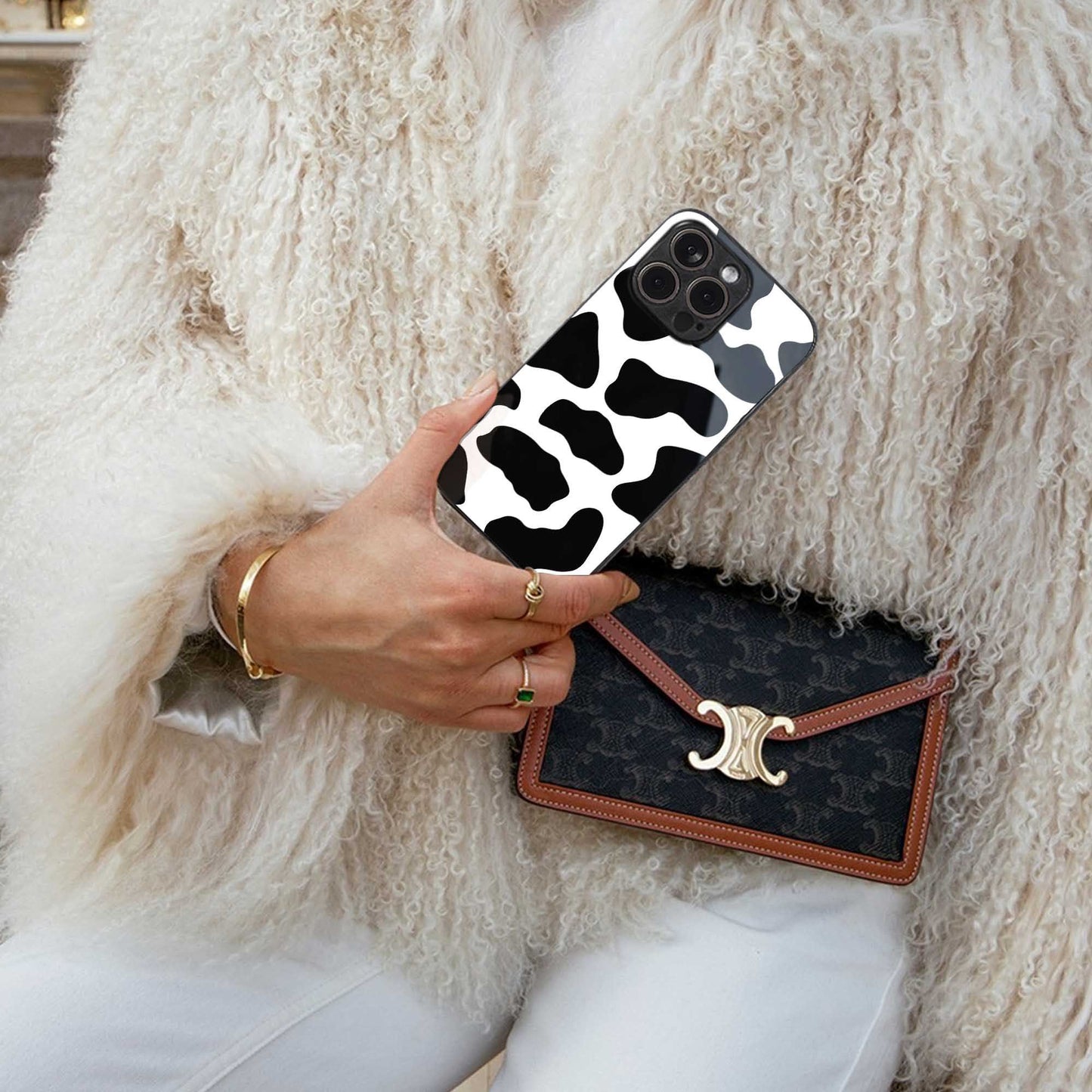 Cow Fur Phone Case for Iphone 16 | Glass Case