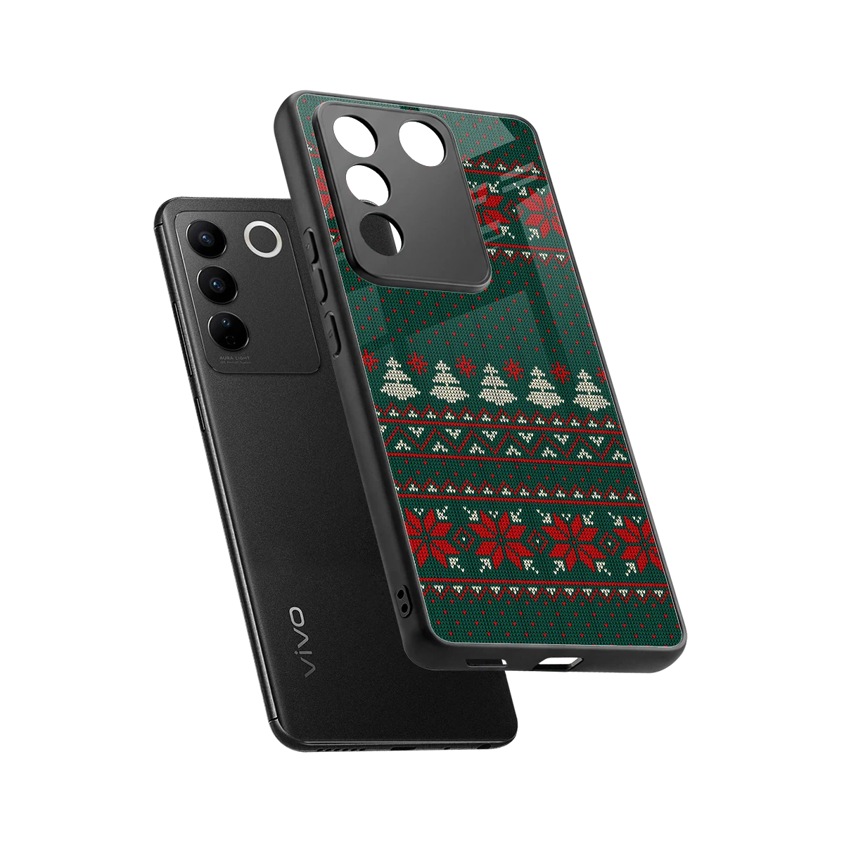 Cozy Cheer sleek vivo v27 5g cover with tempered glass back and TPU edges