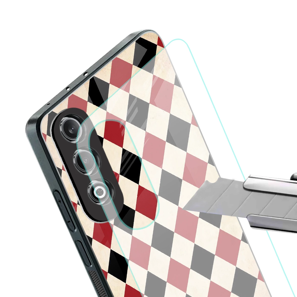 Crimson Edge stylish phone case for oneplus nord ce 4 | glossy glass and slim fit