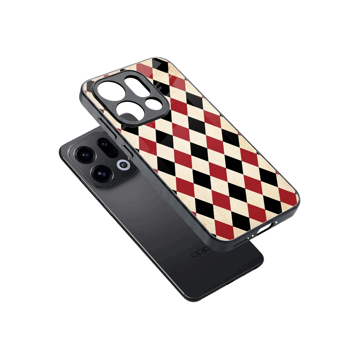 Crimson Edge sleek oppo find x9 cover with tempered glass back and TPU edges
