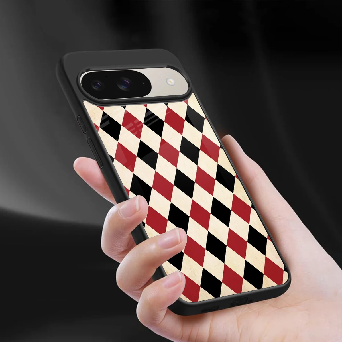 Crimson Edge sleek google pixel 9 cover with tempered glass back and TPU edges