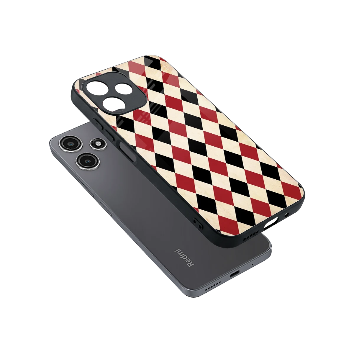 Crimson Edge sleek redmi 12 5g cover with tempered glass back and TPU edges