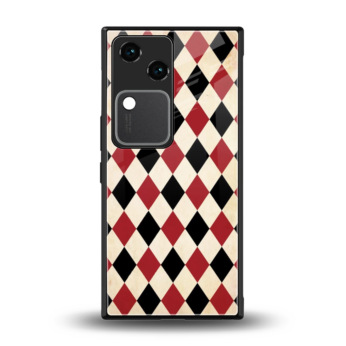 Crimson Edge back phone cover | glass case for vivo v30