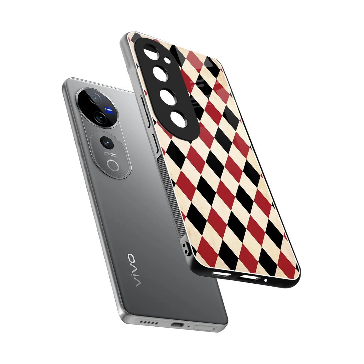Crimson Edge sleek vivo v40 pro cover with tempered glass back and TPU edges