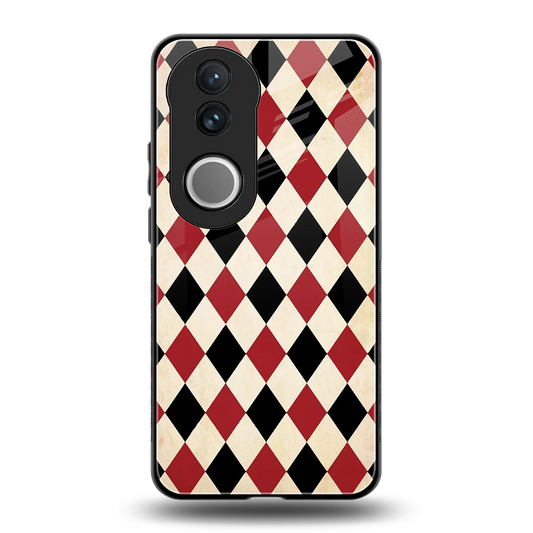 Crimson Edge back phone cover | glass case for vivo v50