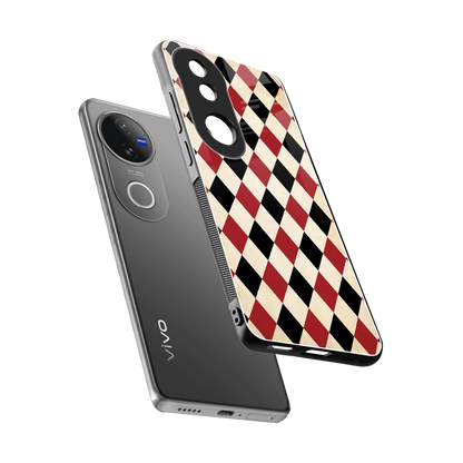 Crimson Edge sleek vivo v50 cover with tempered glass back and TPU edges