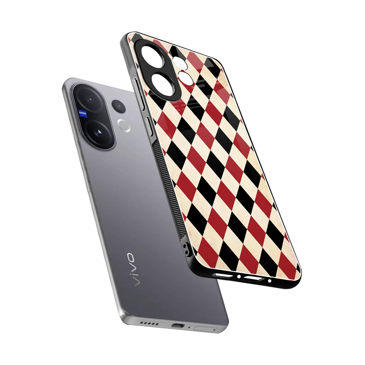 Crimson Edge sleek vivo v60 cover with tempered glass back and TPU edges