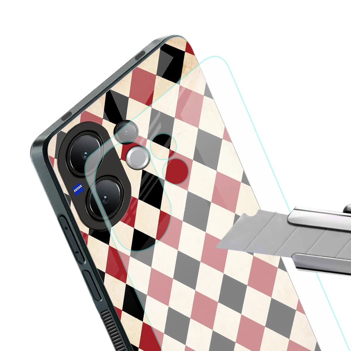 Crimson Edge stylish phone case for vivo v60 | glossy glass and slim fit