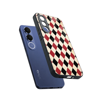 Crimson Edge sleek vivo v70 fe cover with tempered glass back and TPU edges