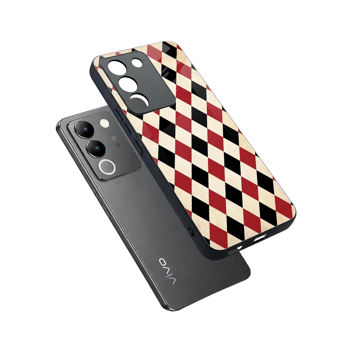 Crimson Edge sleek vivo y200 5g cover with tempered glass back and TPU edges