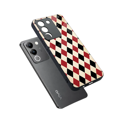Crimson Edge sleek vivo y200 5g cover with tempered glass back and TPU edges