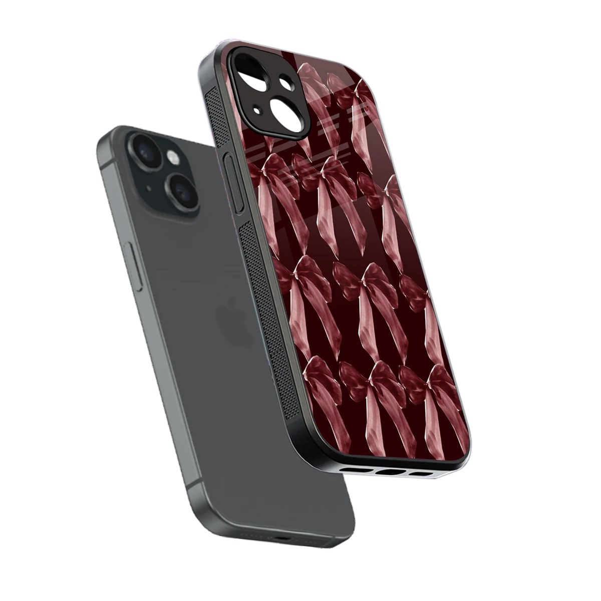Crimson Ribbon sleek iphone 14 cover with tempered glass back and TPU edges