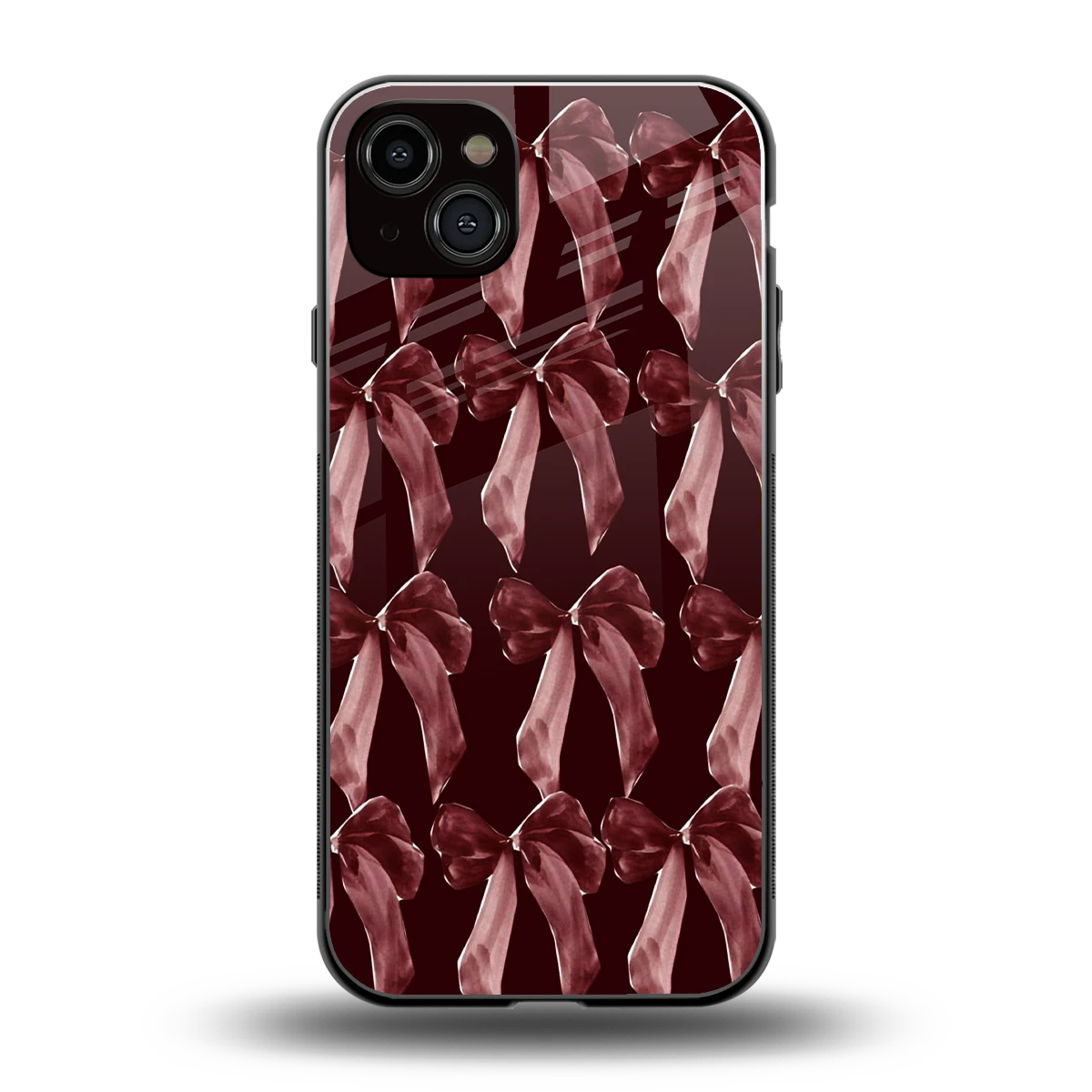Crimson Ribbon back phone cover | glass case for iphone 14 plus