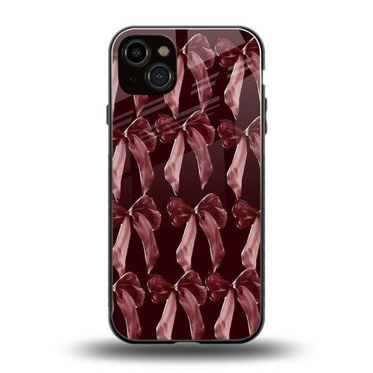 Crimson Ribbon back phone cover | glass case for iphone 14 plus