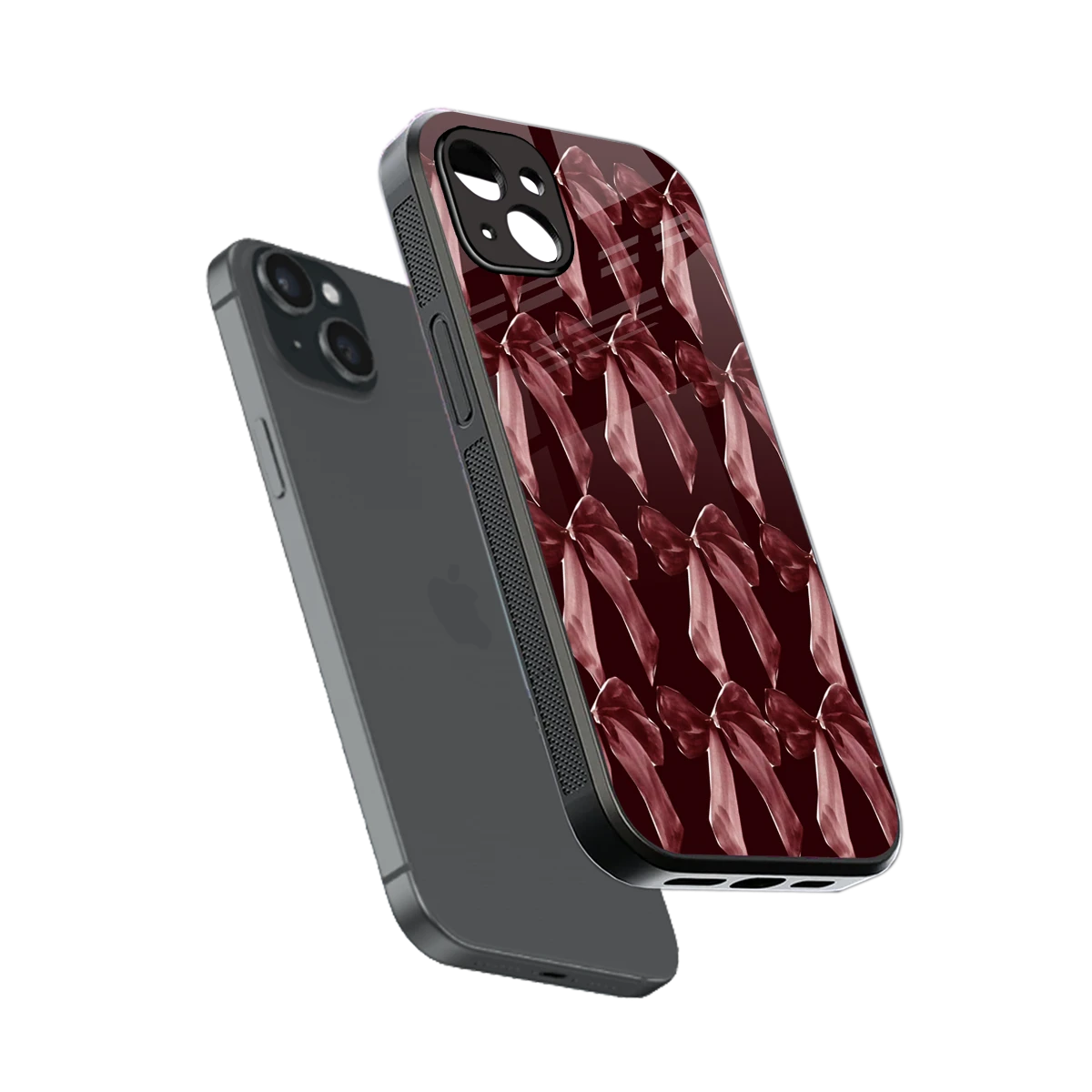 Crimson Ribbon sleek iphone 14 plus cover with tempered glass back and TPU edges