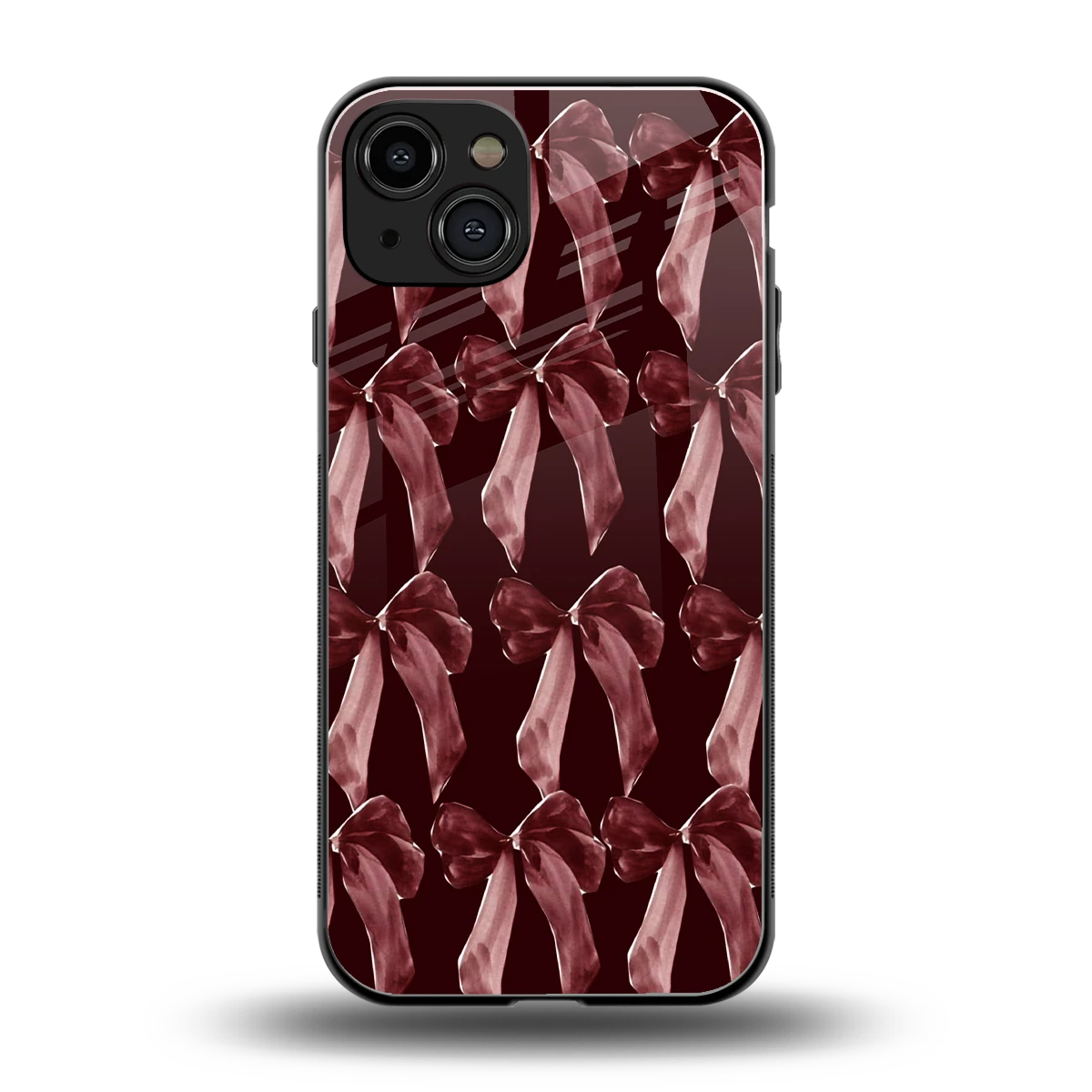 Crimson Ribbon back phone cover | glass case for iphone 15
