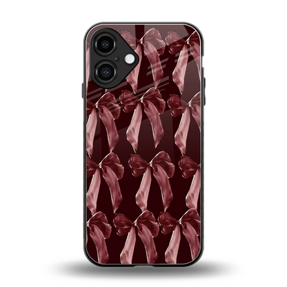 Crimson Ribbon back phone cover | glass case for iphone 16 plus